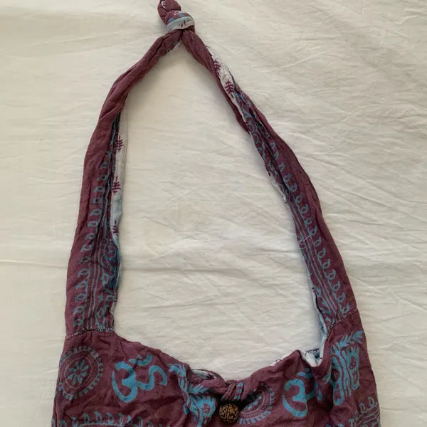 World Market Burgundy / Plum & Blue Boho Hippie Shoulder Sling Bag - Image 6