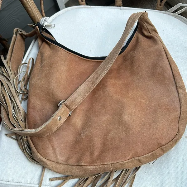 Cow Leather Purse Western Tan & Silver Embellishment Purse - Image 3