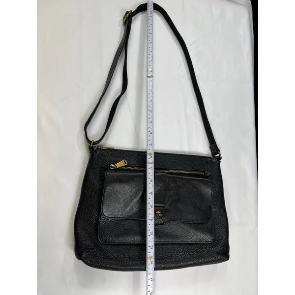 Fossil SKU 7461 Black Leather Crossbody Bag Purse - Image 13
