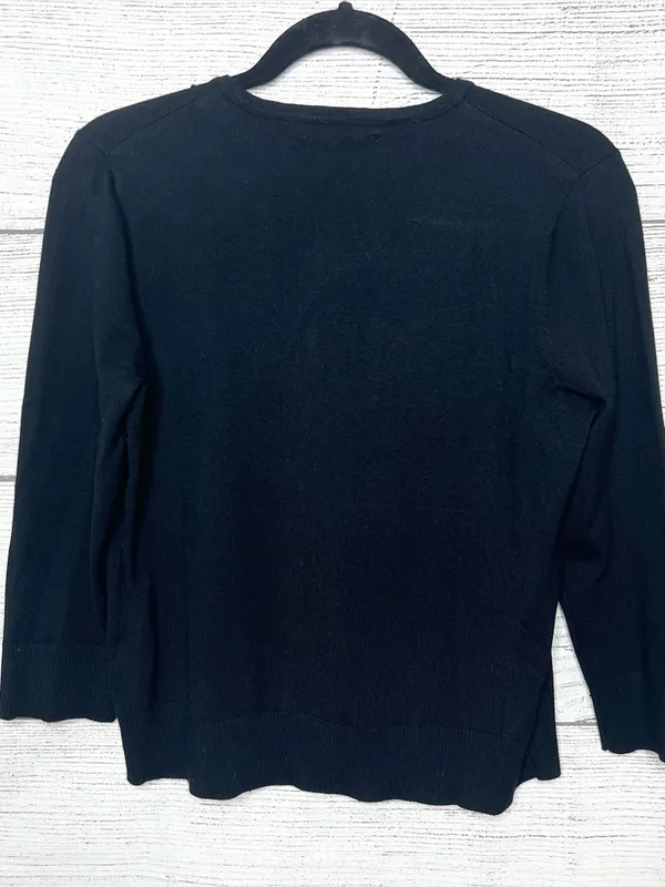 Spense Black Cardigan with Metallic Beaded Floral Embellishment Size Medium - Image 11