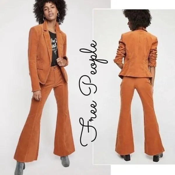 Free‎ People Heidi Brown Corduroy Button Front Blazer 4 - Image 2