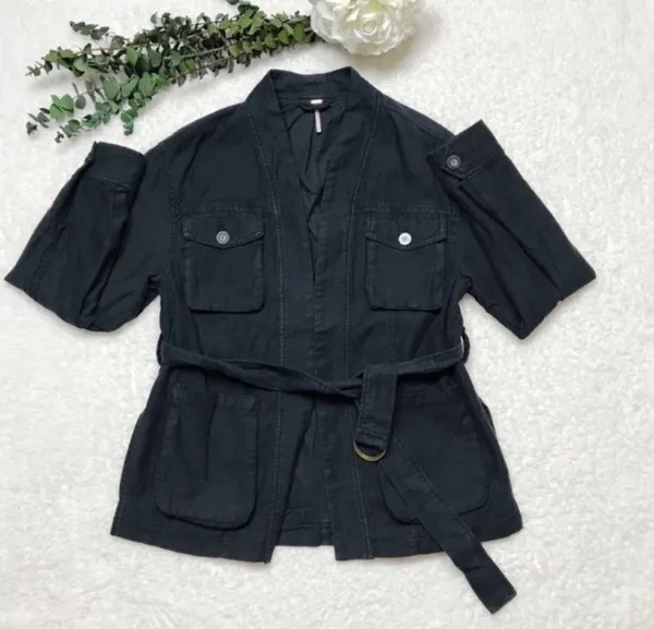 Free People XS Black Cargo Utility Jacket In Our Nature - Image 2