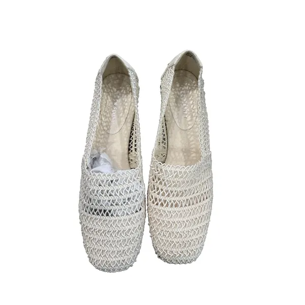 Vintage 90s Karen Scott Woven Mesh Ballet Flats Cream Stretch Loafers 7.5W NIB - Image 3