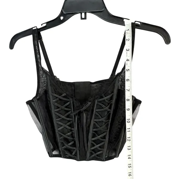 Victorias Secret Dream Angels Corset Top Womens M Black Unlined Lace Up Romantic - Image 9