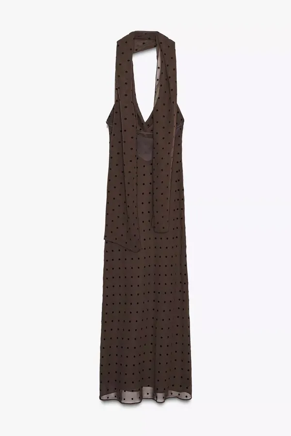 ZARA Polka Dot Scarf Maxi Dress - Image 6