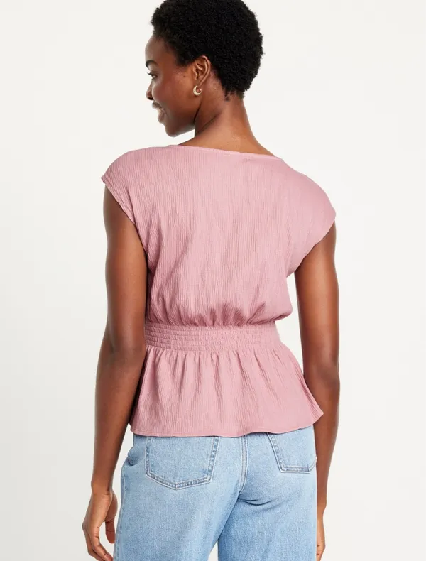 Old Navy Pink Smocked Waist Top - Image 2