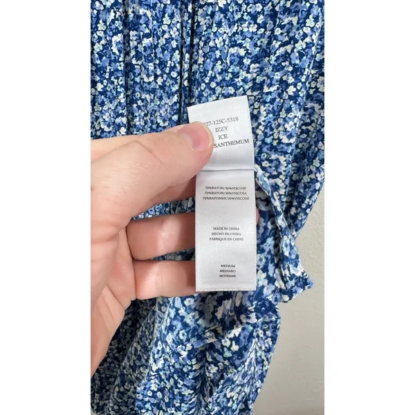 Rails V Neck Blue Ditsy Floral Smocked Midi Dress Delicate Feminine Lightweight - Image 7