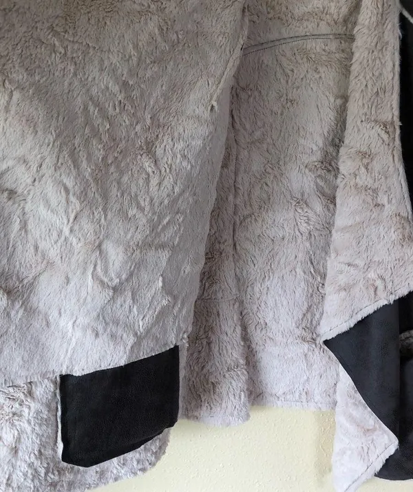 Faux shearling fur sueded cascading draped jacket S - Image 6