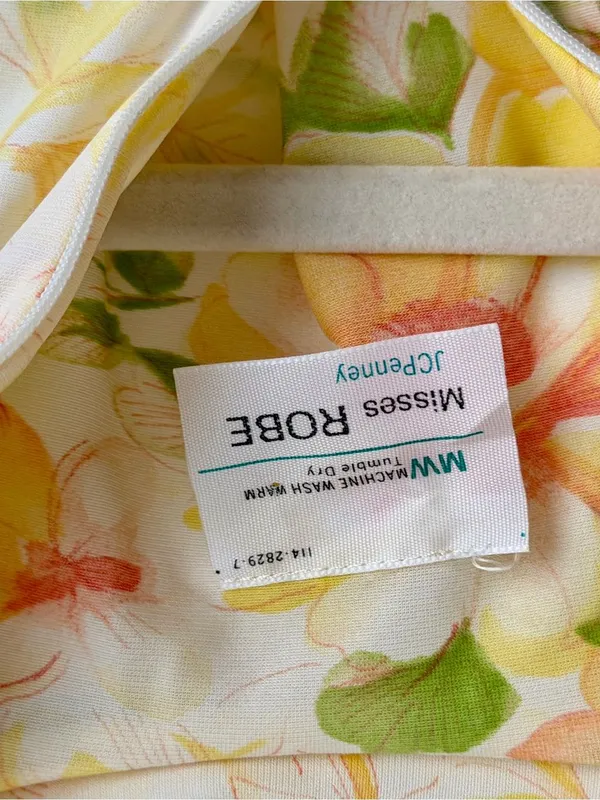 Vintage 70s JCPenney Yellow Floral Maxi Robe Housecoat Small - Image 4