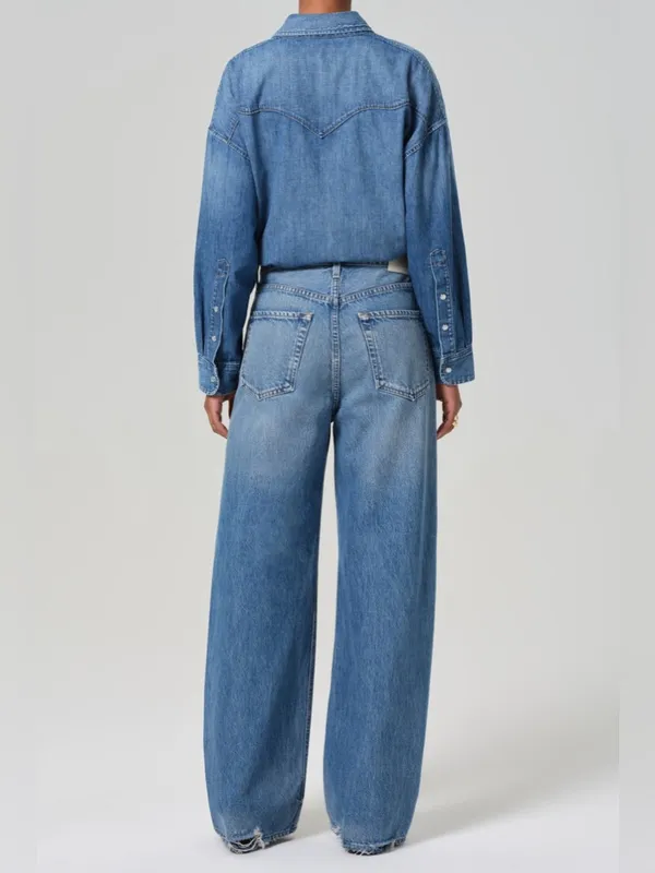 NEW Citizens of Humanity Ayla Baggy Jeans Solano Wash‎ Distressed Womens Size 24 - Image 3