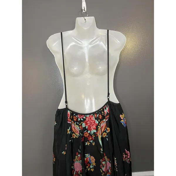 Be Passion Dress Womens Small Black Multicolor Floral Peacock Maxi Boho Sundress - Image 9