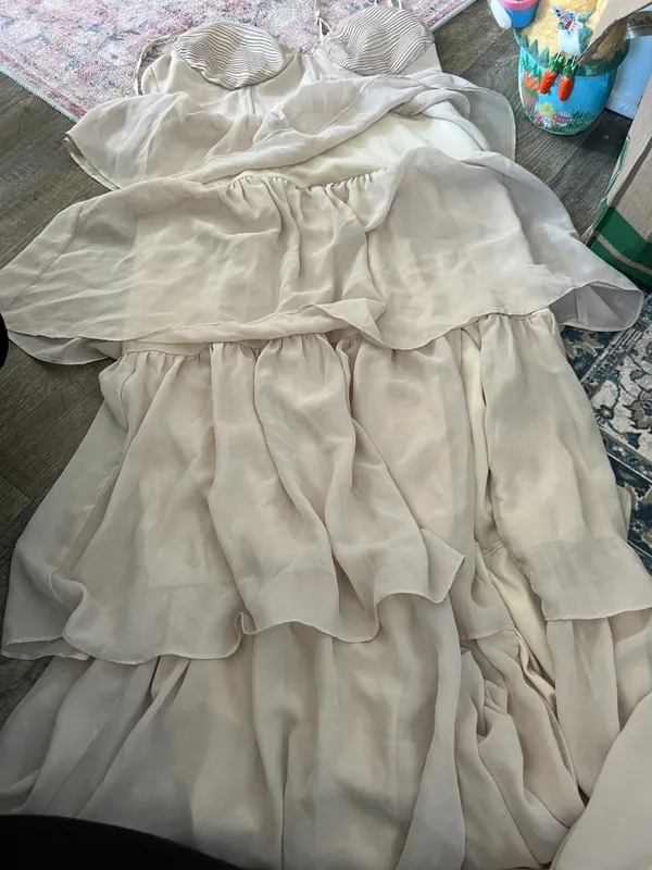 Birdy Grey Lola Dress Chiffon Classic Champagne size L - Image 11
