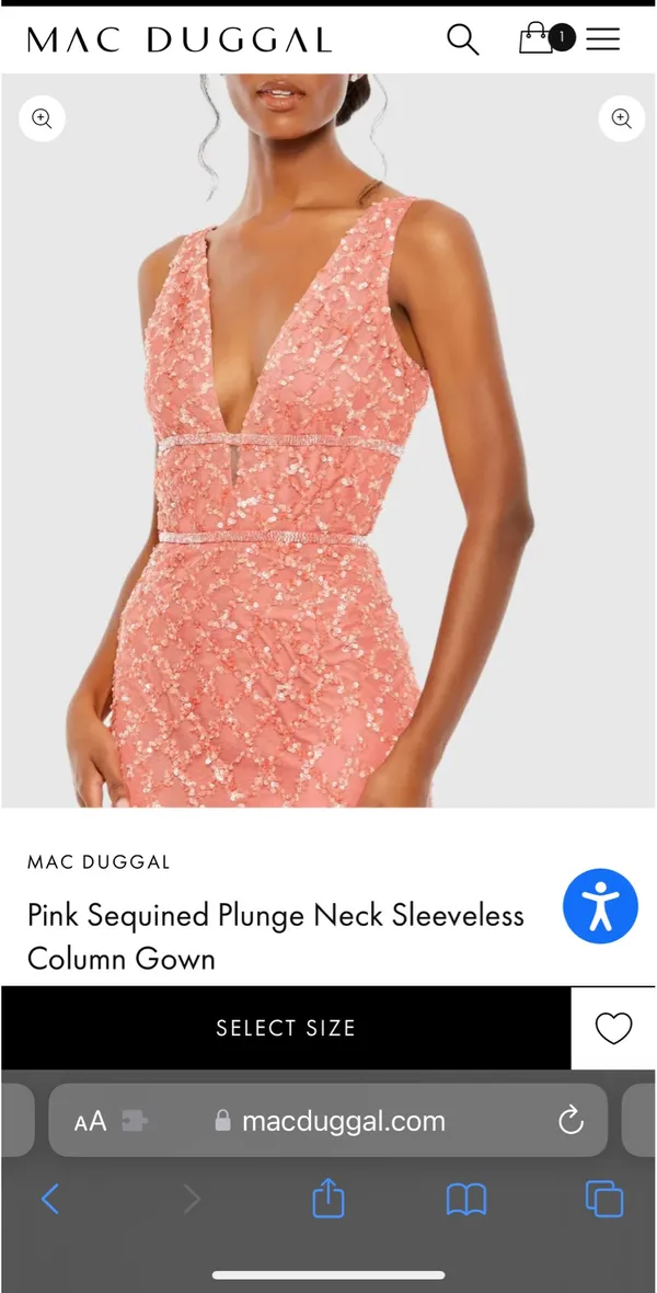Pink sequin plunge neck sequin sleeveless gown prom dress - Image 2
