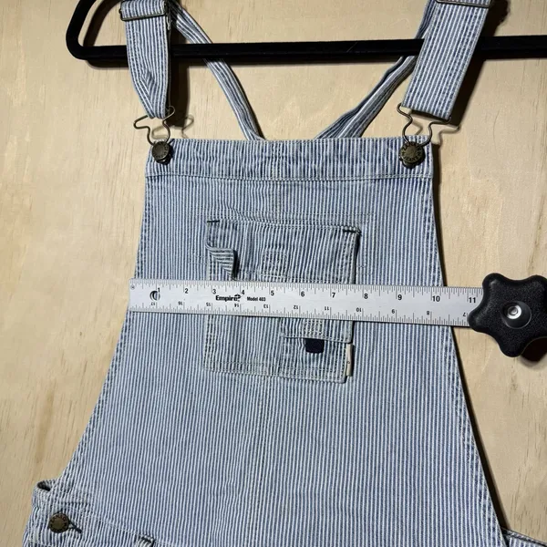 Zana Di Jeans Womens L Railroad Stripe Shortalls Overalls Cargo Y2K Utility Blue - Image 4