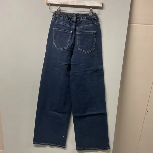 Madden‎ NYC Wide Leg Jeans XXS Blue Denim Elastic Waist Cross Over Waistband New - Image 3