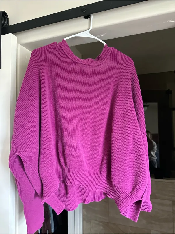 Women's Fuchsia Ribbed Knit Sweater - Unbranded - Image 2