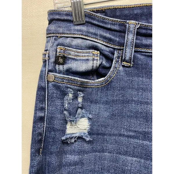 Judy Blue Boyfriend Jeans Women Sz 3/26 Distressed Stretch Denim‎ Blue - Image 5