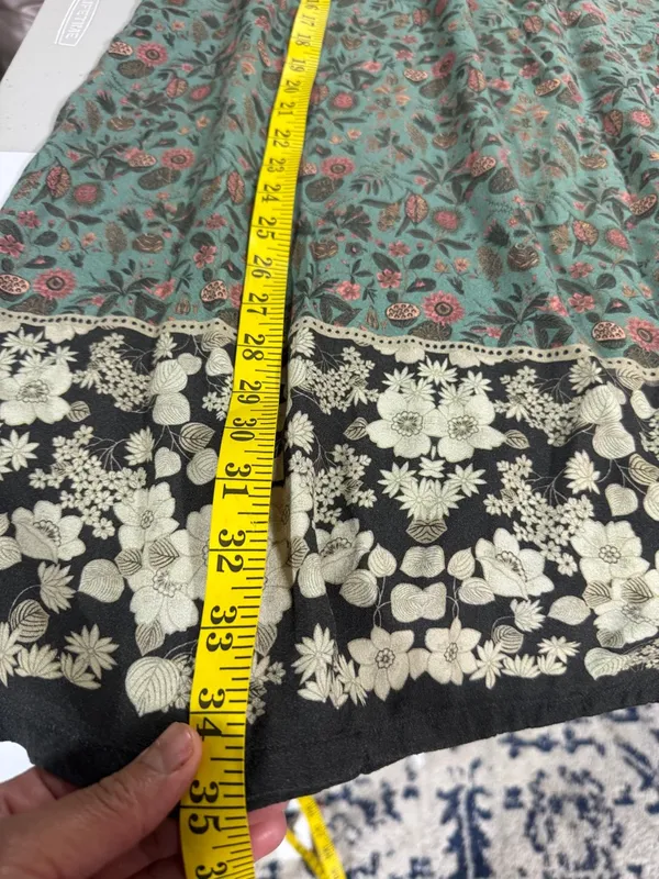 Natural Life Dara V Neck Tunic Dress Long Puff Sleeves Sage Green Floral Xl - Image 8