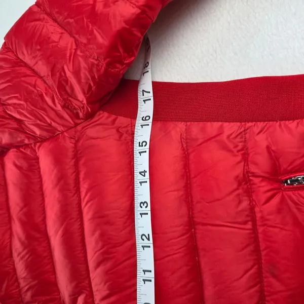 Zara Woman Red Quilted Down Puffer Jacket Mock Neck Slim Fit Size Medium‎ - Image 9