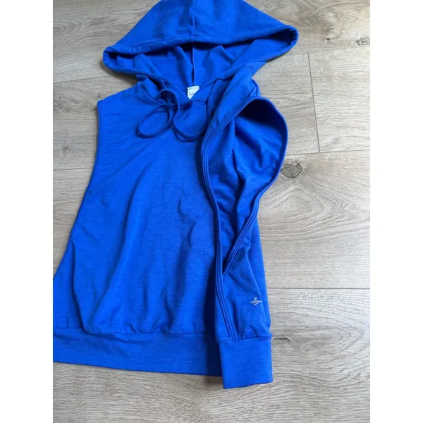 NWOT Halara Hooded Drawstring Sleeveless Cropped Running Tank Top blue size XS - Image 8
