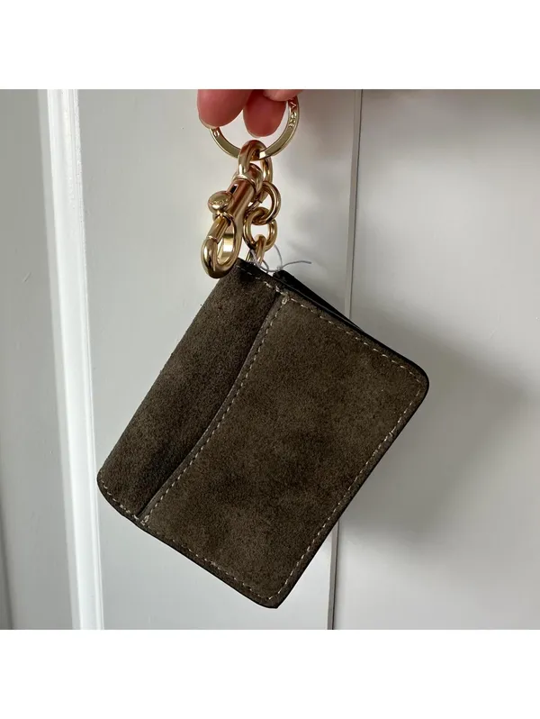 Coach Klare Bag Charm With Signature Canvas NWT Suede/Gold/Army Green/Tan - Image 4