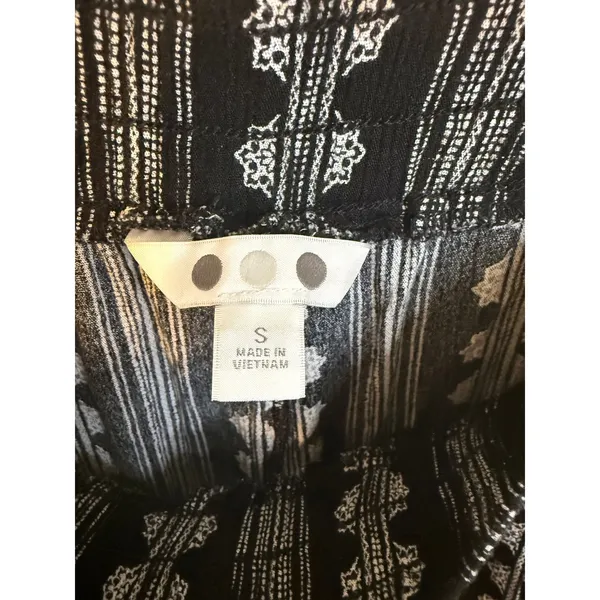Three Dots Wide Leg Pants Women Small Black Excellent Boho Striped Geometric - Image 2
