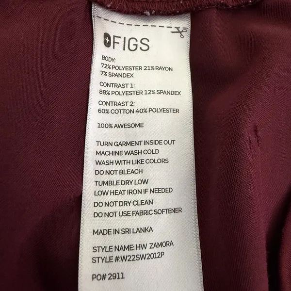 FIGS Zamora Jogger Scrub Pants XL Burgundy Wine High Waist Stretch Medical - Image 12