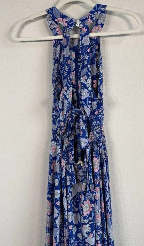 Abel the Label Blue Bell Cottage Floral Maxi Halter Backless Tie Back Dress Sz M - Image 14