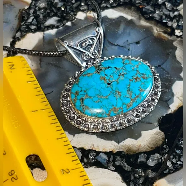 Blue Hubei Turquoise Pendant 1 1/2” - Image 7
