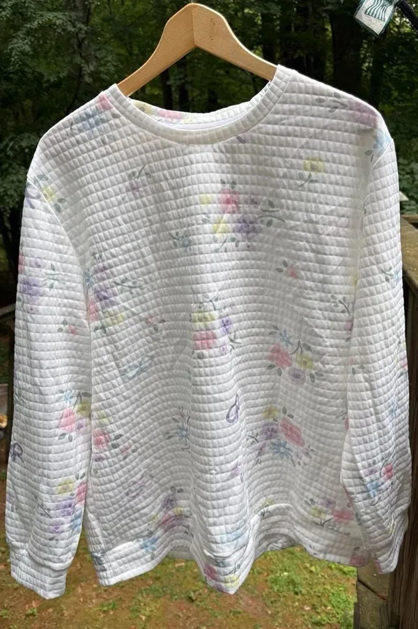 Pastel Patchwork Crewneck – Size 3X White - Image 2