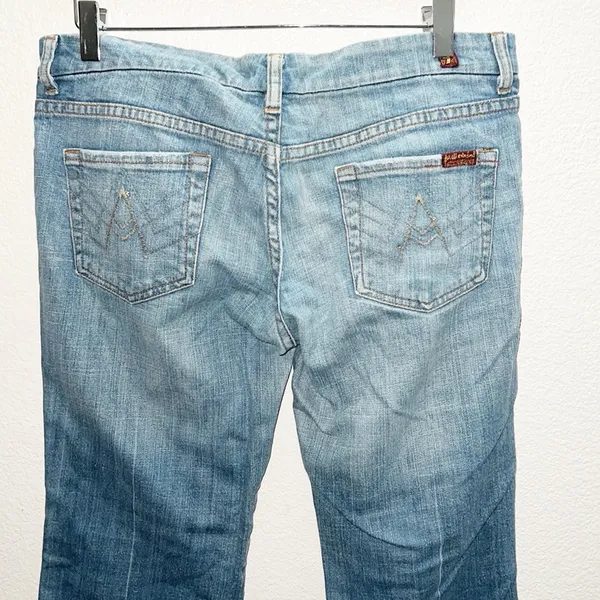 7 For All Mankind Women's Wide Leg Low To MidRise Flare Light Blue Jeans - Image 8
