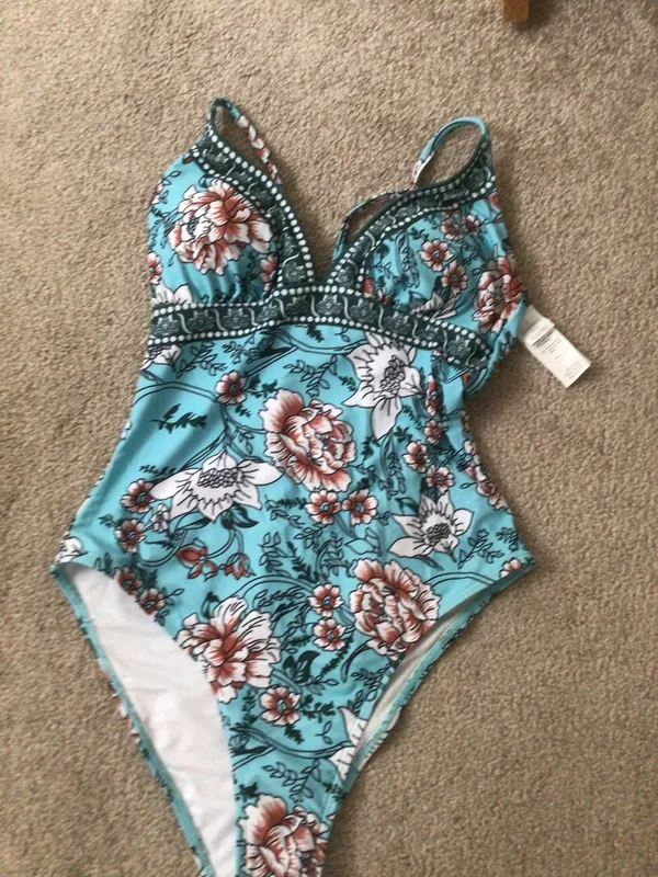 Cupshe Tranquil Blues Floral One Piece Swimsuit—Sz Small—Nwt - Image 8