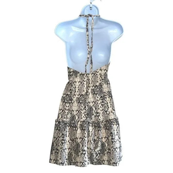 Free People Cecil Halter Mini Dress Snakeskin L Y2K Animal Print - Image 4