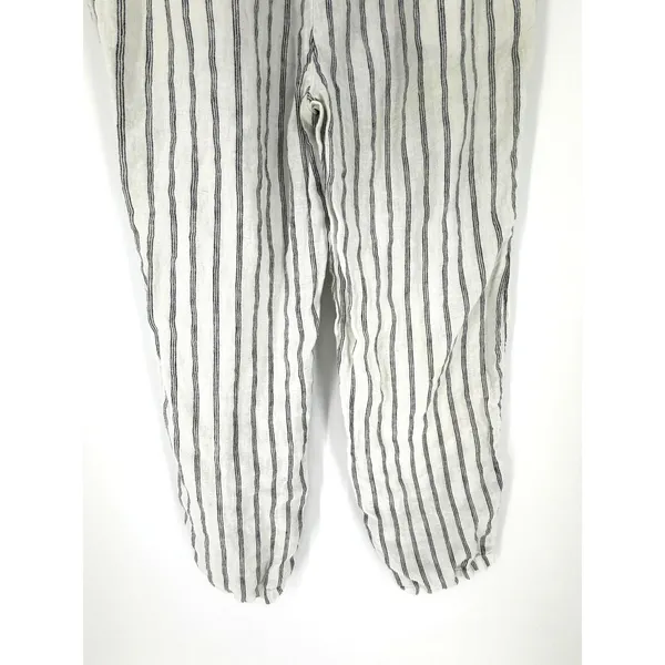 Quince Linen Pants Striped Small White Black Elastic Waist Pockets Sustainable - Image 8