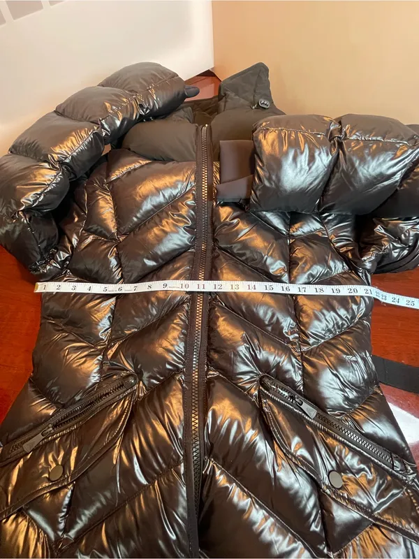 Alpenhaus BELLEVAUX Puffer Coat With Adjustable Belt Black Shiny Sz XL - Image 14