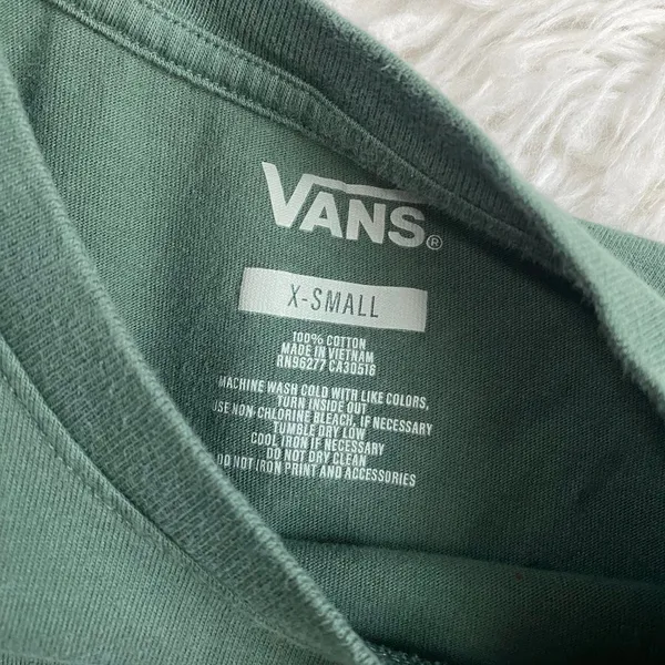Green Vans Long Sleeve Sunburst Graphic Crop Top 100% Cotton - Image 5