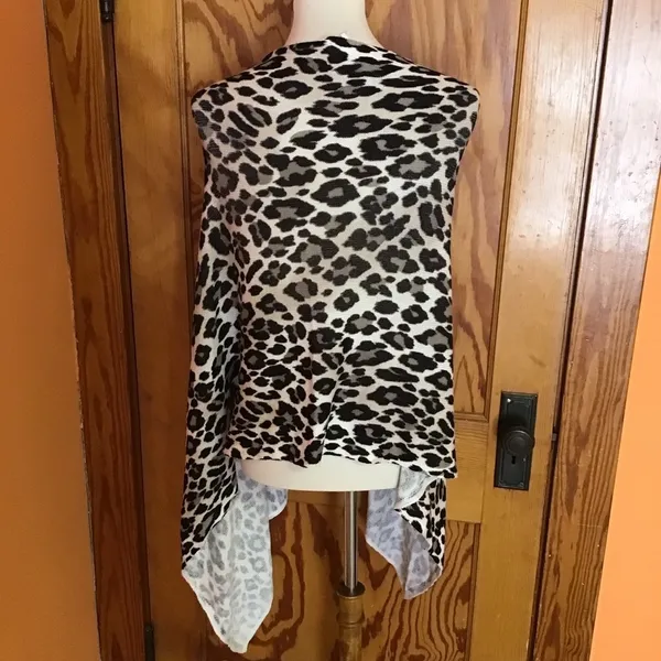 Chico’s Leopard Print Poncho Sweater | Button Front Asymmetrical Top - Image 13