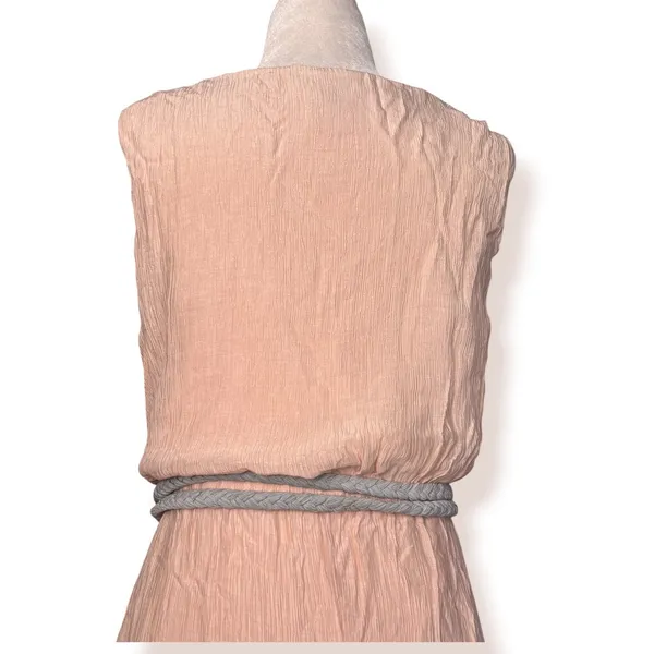 Flying Tomato Maxi Dress Blush Pink Blue Colorblock Crinkle Boho Resort Belted - Image 8