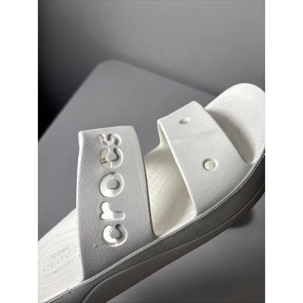 Crocs Slide Sandals White Iconic Comfort Women Size 11 Slip‎ On - Image 2