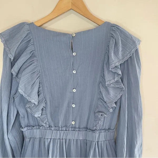 JUST ME BOUTIQUE NWT Western Boho LS‎ Ruffle Apron Cotton Mini Dress, Medium - Image 7