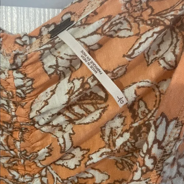 Free People Orange Floral Say The Word Ruched Blouse - Image 3