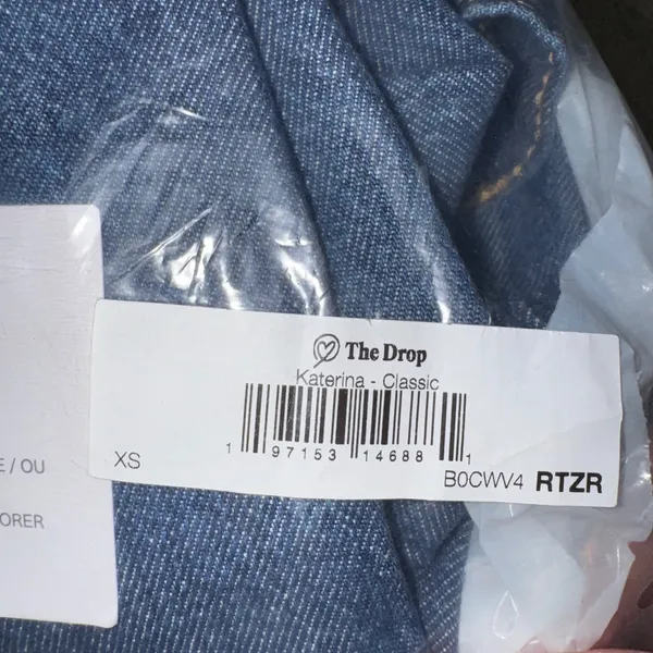 The Drop Katerina Classic Denim Shirt Dress‎ Long Sleeve Button Front XS - Image 6