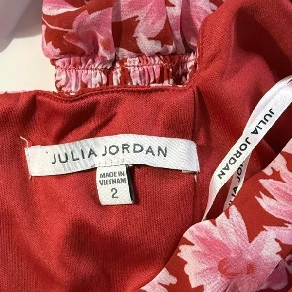 Julia Jordan Pink Floral Twist Front Cutout Back Mini Dress Pink‎ Red Size 2 - Image 3