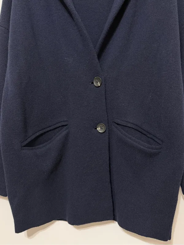 Madewell Navy Blazer Sweater Cardigan Jacket Size Small Oversized Merino Wool - Image 5