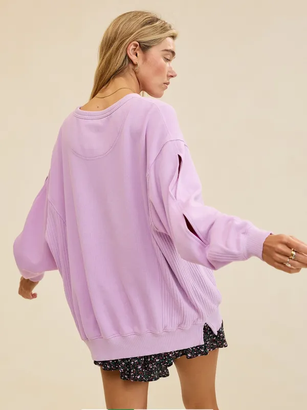 Aerie Très Chic Keyhole Oversized Sweatshirt Women’s XL NWT Icy Lavender - Image 6