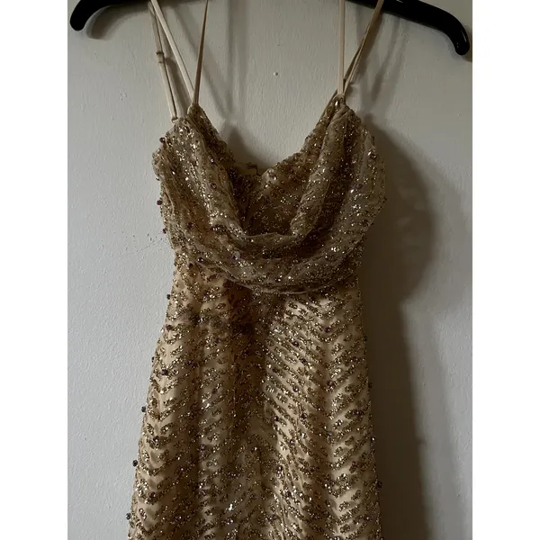 Oh Polly Constance Embellished Cowl-Neck Maxi Dress in Gold Size 0 New - Image 5