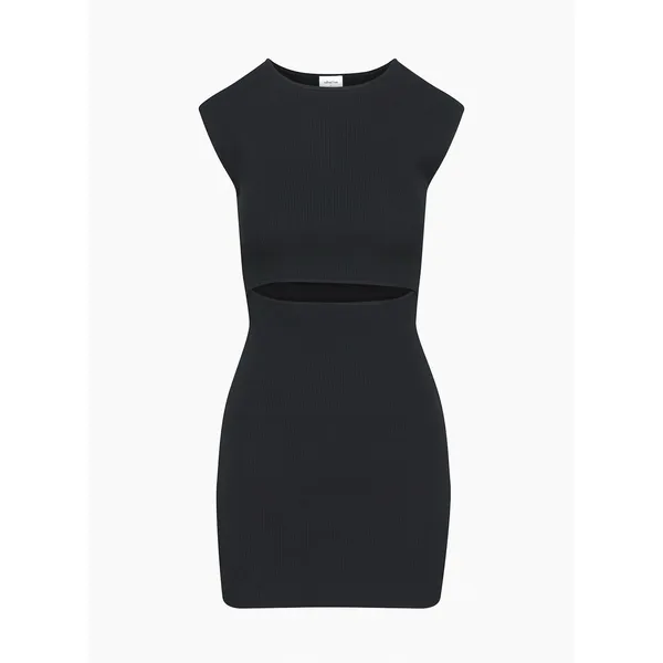 Wilfred Free Cutout Ribbed Mini Dress Black Sleeveless Bodycon Aritzia S LBD‎ - Image 2