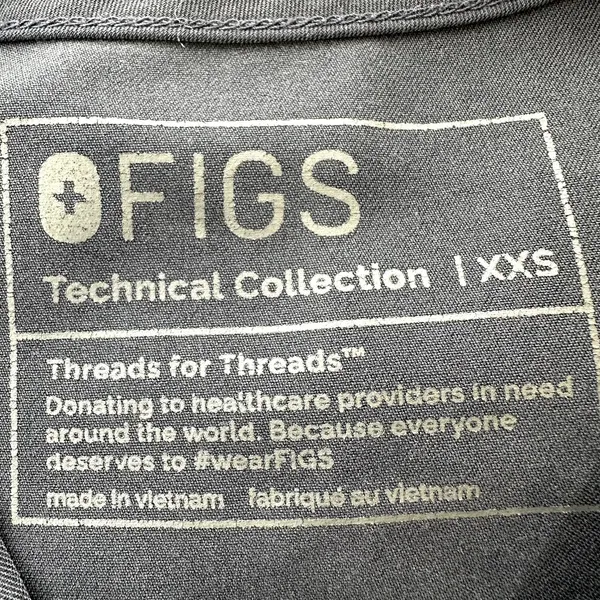 Figs Catarina Scrub Top Chest Pocket V-Neck Side Slits Charcoal Gray XXS - Image 3