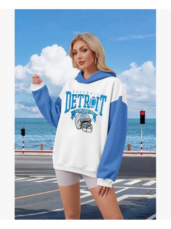 NEW Game Day Detroit Hoodie Football Graphic Pullover Sweatshirt S - Image 6