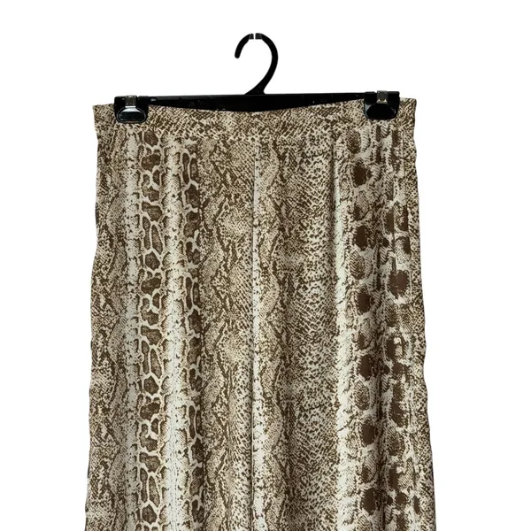 PrettyLittleThing Pants Women‎ 10 Brown Ivory Snake Print Wide Leg High Rise - Image 4